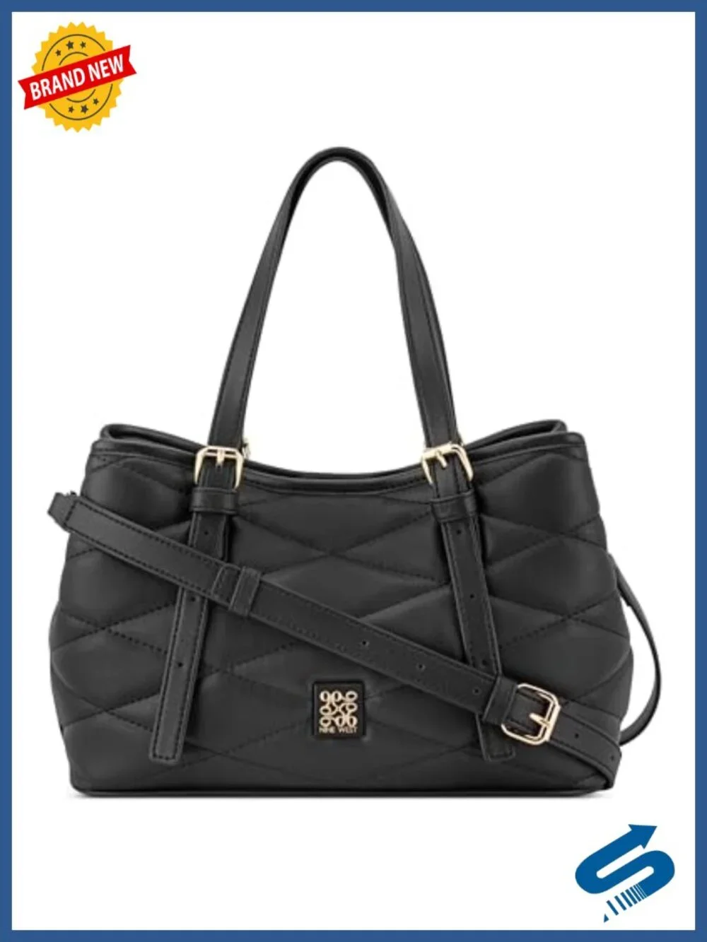 Faux Leather Satchel with Adjustable Strap, Triple Compartment